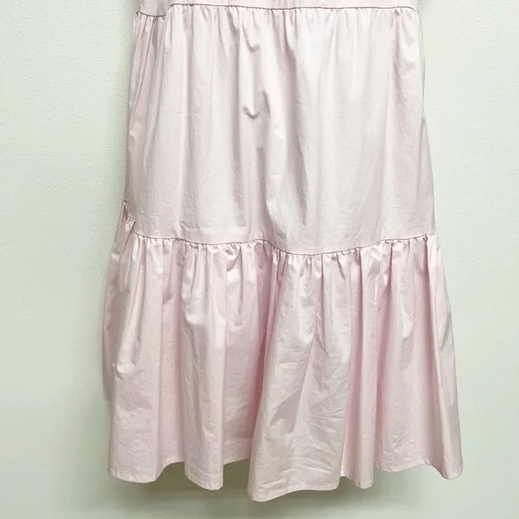 MONICA NERA Womens Pink Cotton Artelier Made to Order Tiered Mini Dress Size M - Picture 4 of 10